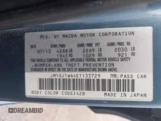 2014 Mazda 6 i Grand Touring with VIN JM1GJ1W64E1133729, listed as a IAAI auction lot 42050222 with 112,464 mi miles and . Bid and sale history available at DreamBid. Image 9.