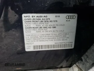 2018 Audi Q5 Prestige with VIN WA1CNAFYXJ2152689, listed as a Copart auction lot 55148625 with 49,501 mi miles and Salvage title. Bid and sale history available at DreamBid. Image 13.