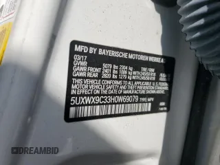2017 BMW X3 xDrive28i with VIN 5UXWX9C33H0W69079, listed as a Copart auction lot 54417295 with 41,385 mi miles and Salvage Title. Bid and sale history available at DreamBid. Image 13.