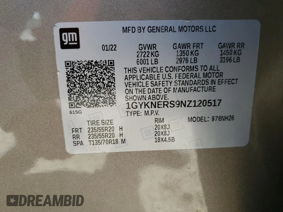 2022 Cadillac XT5 Premium Luxury AWD with VIN 1GYKNERS9NZ120517, listed as a Copart auction lot 52633745 with 31,456 mi miles and Salvage Title. Bid and sale history available at carsss.com. Image 14.