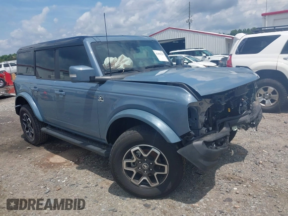 2024 Ford Bronco Outer Banks with VIN 1FMDE8BH5RLA98387, listed as a IAAI auction lot 42496928 with 6,433 mi miles and . Bid and sale history available at DreamBid. Image 1.