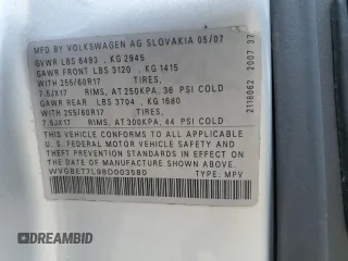 2008 Volkswagen Touareg V6 z VIN WVGBE77L98D003580, wystawiony jako Copart lot #52444235 z przebiegiem 150 876 mil mil oraz Szkoda całkowita • Salvage title. Historia ofert i sprzedaży dostępna na DreamBid. Obrazek 13.