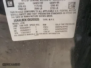 2013 Chevrolet Equinox LS with VIN 2GNALBEK1D6265029, listed as a Copart auction lot 51506415 with 144,144 mi miles and Salvage Title. Bid and sale history available at carsss.com. Image 14.