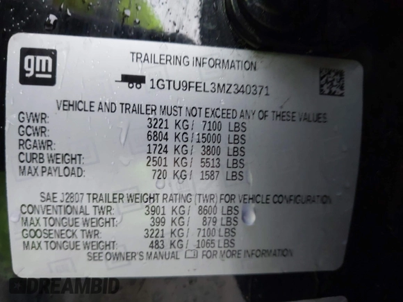 2021 GMC Sierra 1500 Denali с VIN 1GTU9FEL3MZ340371, выставлен на аукционе IAAI как лот 40406737 с пробегом 35 991 миль миль и . История ставок и продаж доступна на DreamBid. Изображение 9.