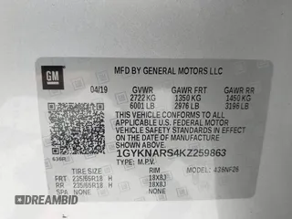 2019 Cadillac XT5 FWD with VIN 1GYKNARS4KZ259863, listed as a IAAI auction lot 42603196 with 51,251 mi miles and . Bid and sale history available at DreamBid. Image 9.