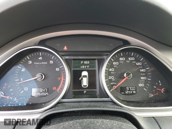 2012 Audi Q7 S line with VIN WA1DGAFE1CD009562, listed as a Copart auction lot 45904125 with 124,378 mi miles and Salvage title. Bid and sale history available at DreamBid. Image 9.