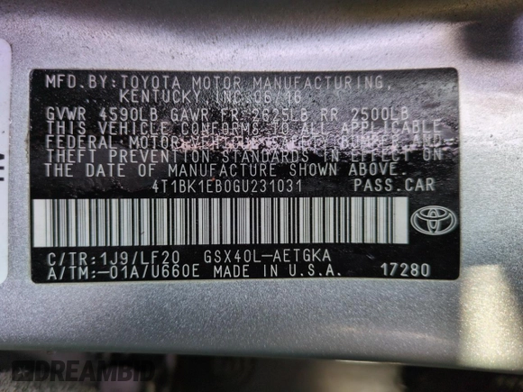 2016 Toyota Avalon Limited z VIN 4T1BK1EB0GU231031, wystawiony jako Copart lot #46065525 z przebiegiem 94 385 mil mil oraz Szkoda całkowita • Salvage title. Historia ofert i sprzedaży dostępna na DreamBid. Obrazek 13.
