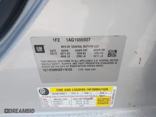 2013 Chevrolet Malibu ECO with VIN 1G11F5RR4DF118193, listed as a IAAI auction lot 41784921 with 39,097 mi miles. Bid and sale history available at carsss.com. Image 9.