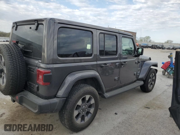 2018 Jeep Wrangler Unlimited Sahara with VIN 1C4HJXEG0JW303941, listed as a Copart auction lot 53029895 with 43,419 mi miles and Salvage title. Bid and sale history available at DreamBid. Image 3.