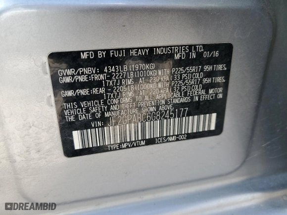 2016 Subaru Crosstrek Premium with VIN JF2GPABC6G8245177, listed as a Copart auction lot 71115284 with 88,312 mi miles and Salvage Title. Bid and sale history available at carsss.com. Image 14.