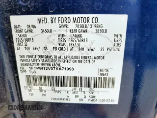2007 Ford F-150 XLT with VIN 1FTPW12V07KA71998, listed as a Copart auction lot 58439215 with 224,254 mi miles and Clean title. Bid and sale history available at DreamBid. Image 12.