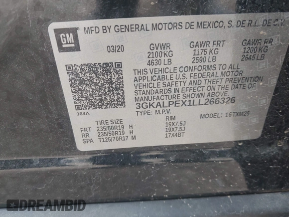 2020 GMC Terrain SLT с VIN 3GKALPEX1LL266326, выставлен на аукционе IAAI как лот 42474242 с пробегом 39 195 миль миль и . История ставок и продаж доступна на DreamBid. Изображение 9.