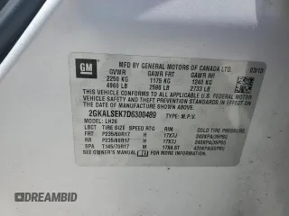 2013 GMC Terrain SLE with VIN 2GKALSEK7D6300489, listed as a Copart auction lot 63619445 with 126,679 mi miles and Salvage title. Bid and sale history available at DreamBid. Image 13.