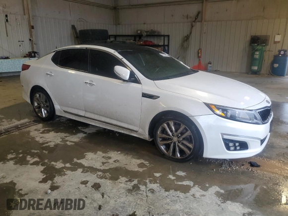 2015 Kia Optima SX Turbo with VIN 5XXGR4A6XFG443245, listed as a Copart auction lot 50758995 with 171,535 mi miles and Salvage Title. Bid and sale history available at carsss.com. Image 4.