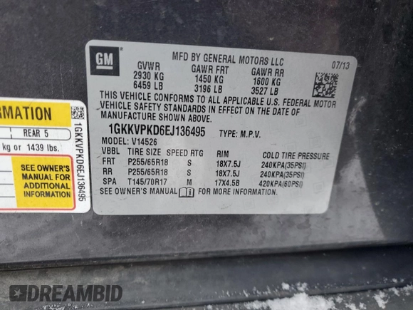 2014 GMC Acadia SLE with VIN 1GKKVPKD6EJ136495, listed as a Copart auction lot 88984445 with 150,914 mi miles and Clean Title. Bid and sale history available at carsss.com. Image 14.