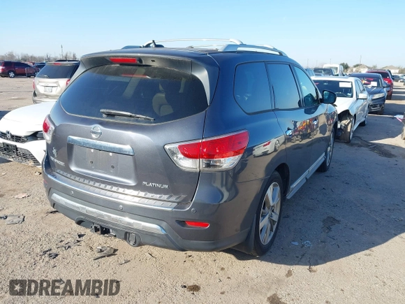 2014 Nissan Pathfinder SL with VIN 5N1AR2MN2EC613573, listed as a IAAI auction lot 41559855 with 195,471 mi miles and . Bid and sale history available at DreamBid. Image 4.