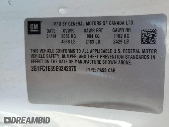 2014 Chevrolet Camaro LT z VIN 2G1FC1E39E9242379, wystawiony jako Copart lot #48046105 z przebiegiem 88 758 mil mil oraz Szkoda całkowita • Salvage title. Historia ofert i sprzedaży dostępna na DreamBid. Obrazek 14.