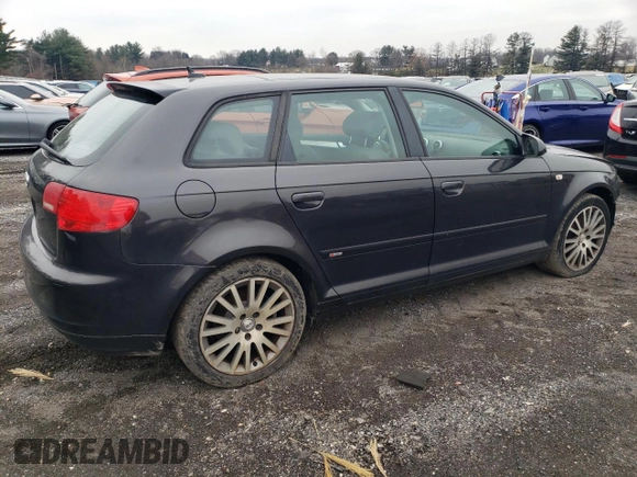 2007 Audi A3 with VIN WAUHF78P27A043168, listed as a Copart auction lot 83218044 with 182,598 mi miles and Salvage title. Bid and sale history available at DreamBid. Image 3.