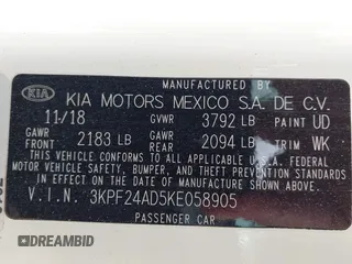 2019 Kia Forte LXS with VIN 3KPF24AD5KE058905, listed as a IAAI auction lot 42483098 with 53,776 mi miles and . Bid and sale history available at DreamBid. Image 9.