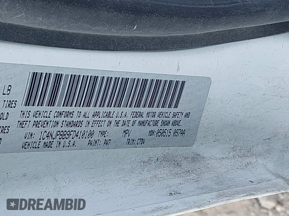 2015 Jeep Patriot Sport with VIN 1C4NJPBB9FD410100, listed as a IAAI auction lot 41536941 with 145,386 mi miles. Bid and sale history available at carsss.com. Image 9.