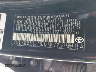 2019 Toyota Corolla L z VIN 5YFBURHE2KP897493, wystawiony jako IAAI lot #42052106 z przebiegiem 100 303 mil mil oraz . Historia ofert i sprzedaży dostępna na DreamBid. Obrazek 9.