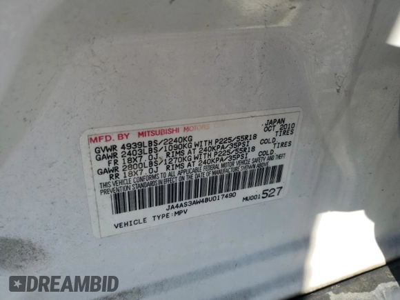 2011 Mitsubishi Outlander SE z VIN JA4AS3AW4BU017490, wystawiony jako Copart lot #55404334 z przebiegiem 168 345 mil mil oraz Czysty tytuł • Clean title. Historia ofert i sprzedaży dostępna na DreamBid. Obrazek 13.
