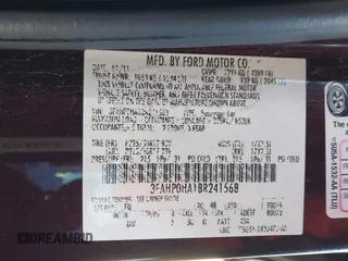 2011 Ford Fusion SE with VIN 3FAHP0HA1BR241568, listed as a IAAI auction lot 41581285 with 137,237 mi miles. Bid and sale history available at carsss.com. Image 9.