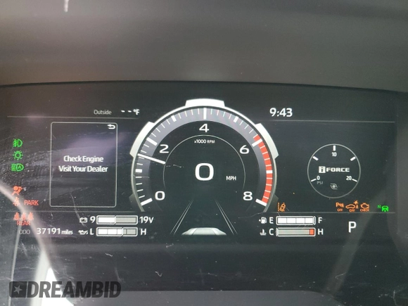 2022 Toyota Tundra 1794 Edition with VIN 5TFMA5DB1NX004452, listed as a Copart auction lot 43456365 with 37,191 mi miles and Salvage title. Bid and sale history available at DreamBid. Image 9.