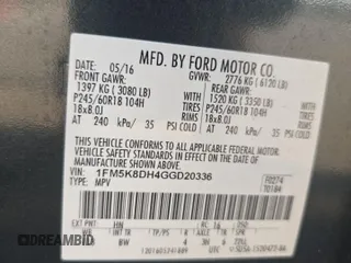 2016 Ford Explorer XLT z VIN 1FM5K8DH4GGD20336, wystawiony jako Copart lot #58873765 z przebiegiem 174 293 mil mil oraz Czysty tytuł • Clean title. Historia ofert i sprzedaży dostępna na DreamBid. Obrazek 10.