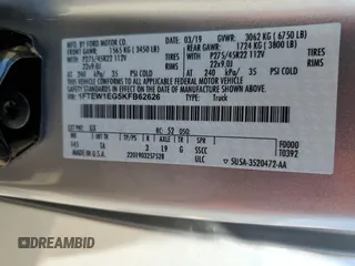 2019 Ford F-150 Limited with VIN 1FTEW1EG5KFB62626, listed as a Copart auction lot 47619205 with 74,953 mi miles and Salvage Title. Bid and sale history available at carsss.com. Image 15.