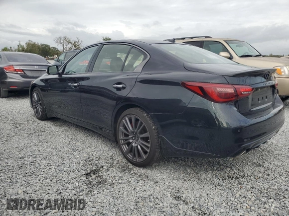 2023 Infiniti Q50 Red Sport 400 with VIN JN1FV7DP8PM570247, listed as a Copart auction lot 81809854 with 6,241 mi miles and Salvage Title. Bid and sale history available at DreamBid. Image 2.