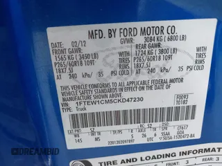 2012 Ford F-150 XL with VIN 1FTEW1CM5CKD47230, listed as a IAAI auction lot 41736964 with 1 mi miles. Bid and sale history available at carsss.com. Image 9.