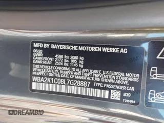 2020 BMW 2 Series 230i xDrive with VIN WBA2K1C08L7G28887, listed as a IAAI auction lot 42122785 with 30,599 mi miles and . Bid and sale history available at carsss.com. Image 9.