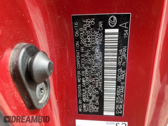 2016 Lexus RC 350 F Sport with VIN JTHHE5BC5G5014089, listed as a Copart auction lot 45663315 with 148,303 mi miles and Salvage Title. Bid and sale history available at DreamBid. Image 14.