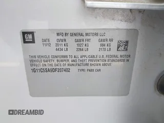 2013 Chevrolet Malibu LT with VIN 1G11C5SA9DF207402, listed as a IAAI auction lot 42139278 with 241,241 mi miles and . Bid and sale history available at DreamBid. Image 9.