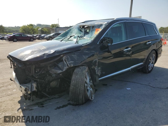 2013 Infiniti JX35 with VIN 5N1AL0MNXDC328902, listed as a Copart auction lot 65277594 with 144,842 mi miles and Salvage Title. Bid and sale history available at carsss.com. Image 1.