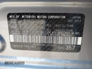 2018 Mitsubishi Outlander SE with VIN JA4AR3AW4JZ034691, listed as a IAAI auction lot 42004538 with 130,617 mi miles and . Bid and sale history available at DreamBid. Image 9.