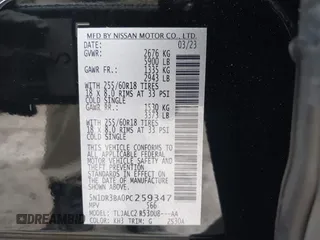 2023 Nissan Pathfinder SV with VIN 5N1DR3BA0PC259347, listed as a IAAI auction lot 42521314 with 44,370 mi miles and . Bid and sale history available at DreamBid. Image 9.