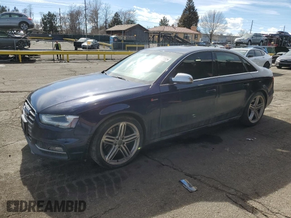 2013 Audi S4 Premium Plus with VIN WAUBGAFL4DA175859, listed as a Copart auction lot 46538595 with 90,920 mi miles and Salvage Title. Bid and sale history available at carsss.com. Image 1.