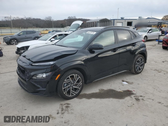 2023 Hyundai Kona N Line with VIN KM8K33A32PU976483, listed as a Copart auction lot 84479774 with 25,351 mi miles and Salvage Title. Bid and sale history available at carsss.com. Image 1.