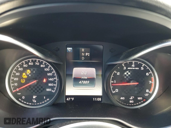 2017 Mercedes-Benz C 43 AMG with VIN 55SWF6EB3HU186733, listed as a Copart auction lot 44679185 with 47,889 mi miles and Salvage Title. Bid and sale history available at DreamBid. Image 9.
