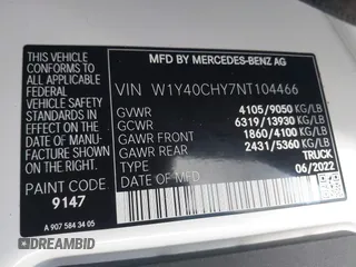 2022 Mercedes-Benz Sprinter Cargo with VIN W1Y40CHY7NT104466, listed as a IAAI auction lot 41716247 with 46,238 mi miles. Bid and sale history available at carsss.com. Image 9.