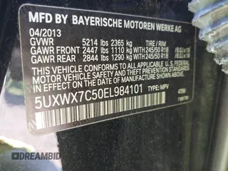 2014 BMW X3 xDrive35i with VIN 5UXWX7C50EL984101, listed as a IAAI auction lot 42016678 with 74,899 mi miles and . Bid and sale history available at DreamBid. Image 9.