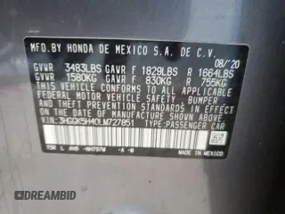 2020 Honda Fit LX with VIN 3HGGK5H40LM727851, listed as a Copart auction lot 59160035 with 64,847 mi miles and Salvage title. Bid and sale history available at DreamBid. Image 12.