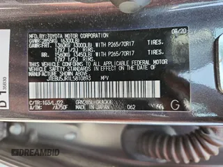 2020 Toyota 4Runner SR5 with VIN JTEBU5JR1L5810893, listed as a Copart auction lot 61157285 with 35,426 mi miles and Salvage title. Bid and sale history available at DreamBid. Image 13.