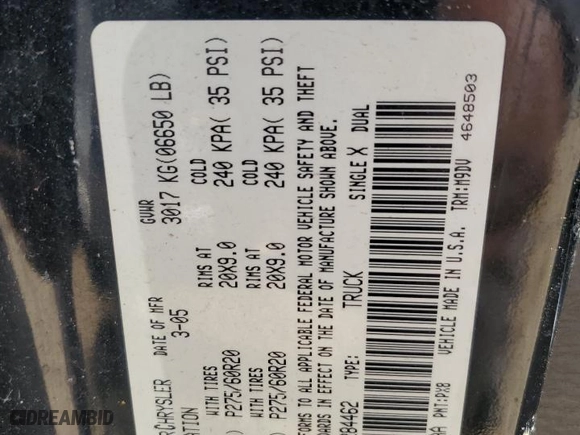 2005 Dodge Ram 1500 SLT with VIN 1D7HA18DX5S284462, listed as a Copart auction lot 49988125 with 188,911 mi miles and Salvage Title. Bid and sale history available at carsss.com. Image 12.