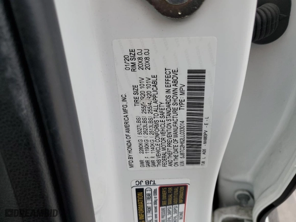 2020 Acura RDX w/A-Spec Pkg with VIN 5J8TC2H62LL033014, listed as a Copart auction lot 78463694 with 46,971 mi miles and Salvage Title. Bid and sale history available at carsss.com. Image 15.