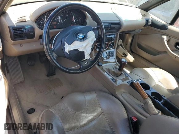 2001 BMW Z3 3.0 with VIN WBACN53451LJ57448, listed as a Copart auction lot 53982215 with 121,721 mi miles and Salvage title. Bid and sale history available at DreamBid. Image 8.