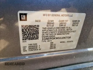 2018 Chevrolet Traverse LT Cloth with VIN 1GNERGKW3JJ247716, listed as a Copart auction lot 63163345 with 90,722 mi miles and Salvage title. Bid and sale history available at DreamBid. Image 13.