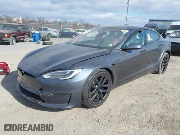 2021 Tesla Model S Plaid with VIN 5YJSA1E60MF455768, listed as a IAAI auction lot 41603504 with 27,398 mi miles. Bid and sale history available at carsss.com. Image 19.